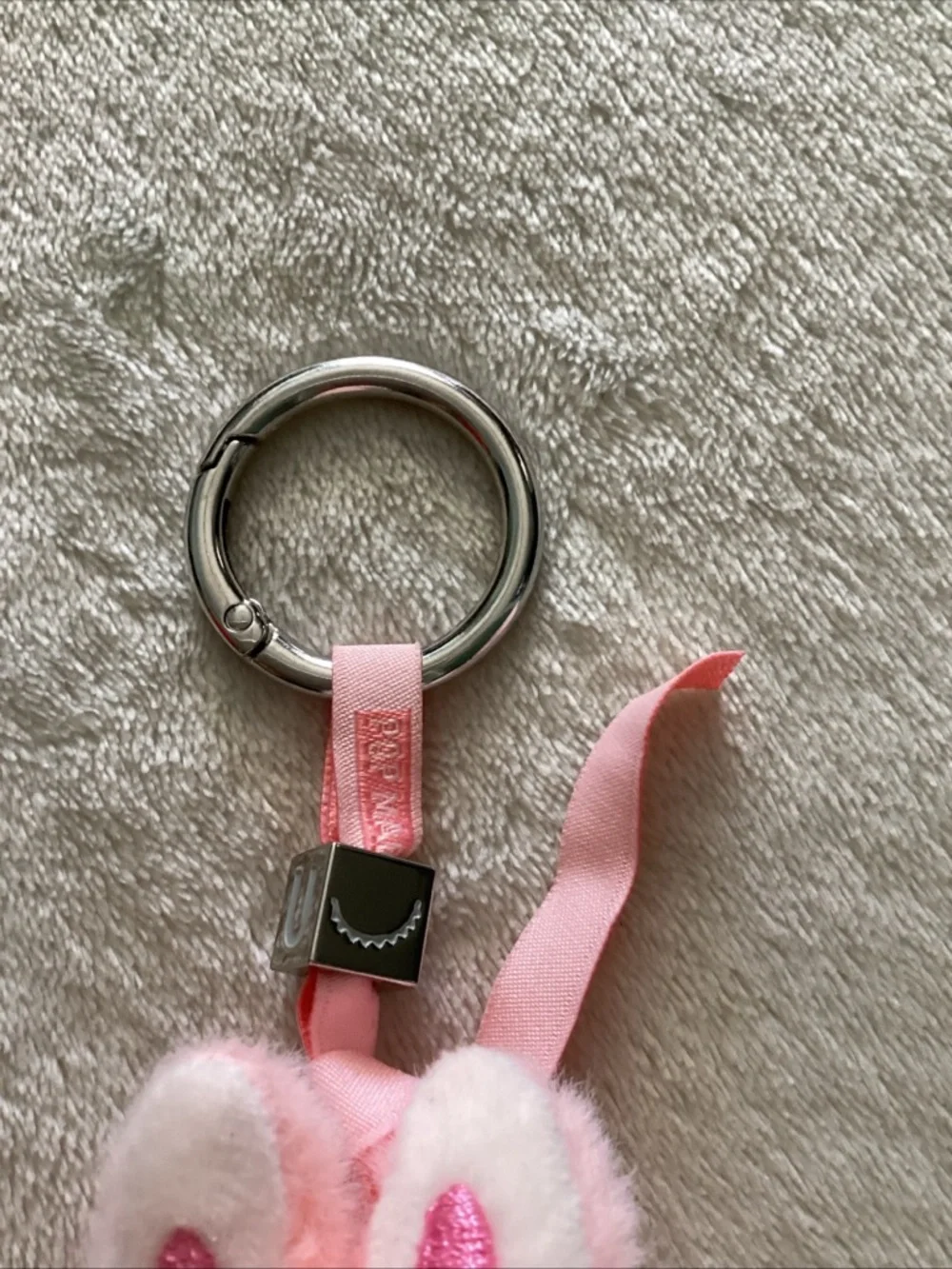 Plush Pink Bunny Keyring Pet Toy Accessory